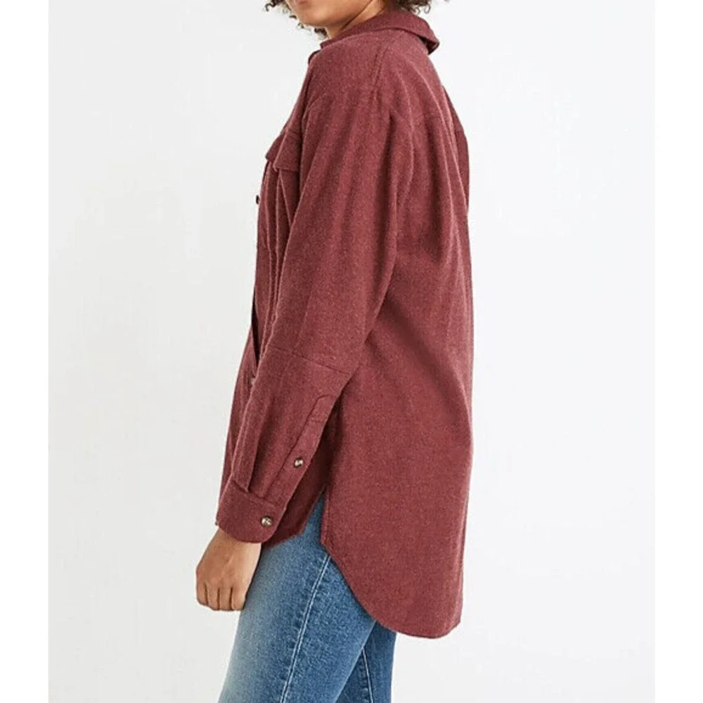Madewell Flannel Flap Pocket Oversized Ex Boyfriend Shirt Dusty Burgundy Small - Picture 4 of 13